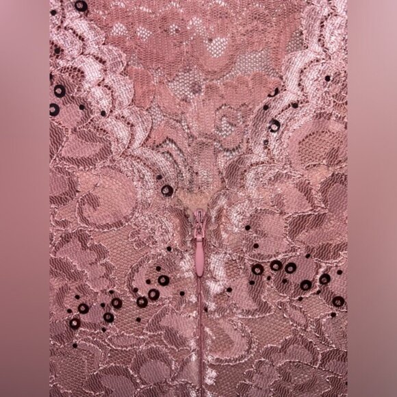 *3 for $10* CLEAROUT A-Line Pink Lace Midi Dress - Picture 4 of 9